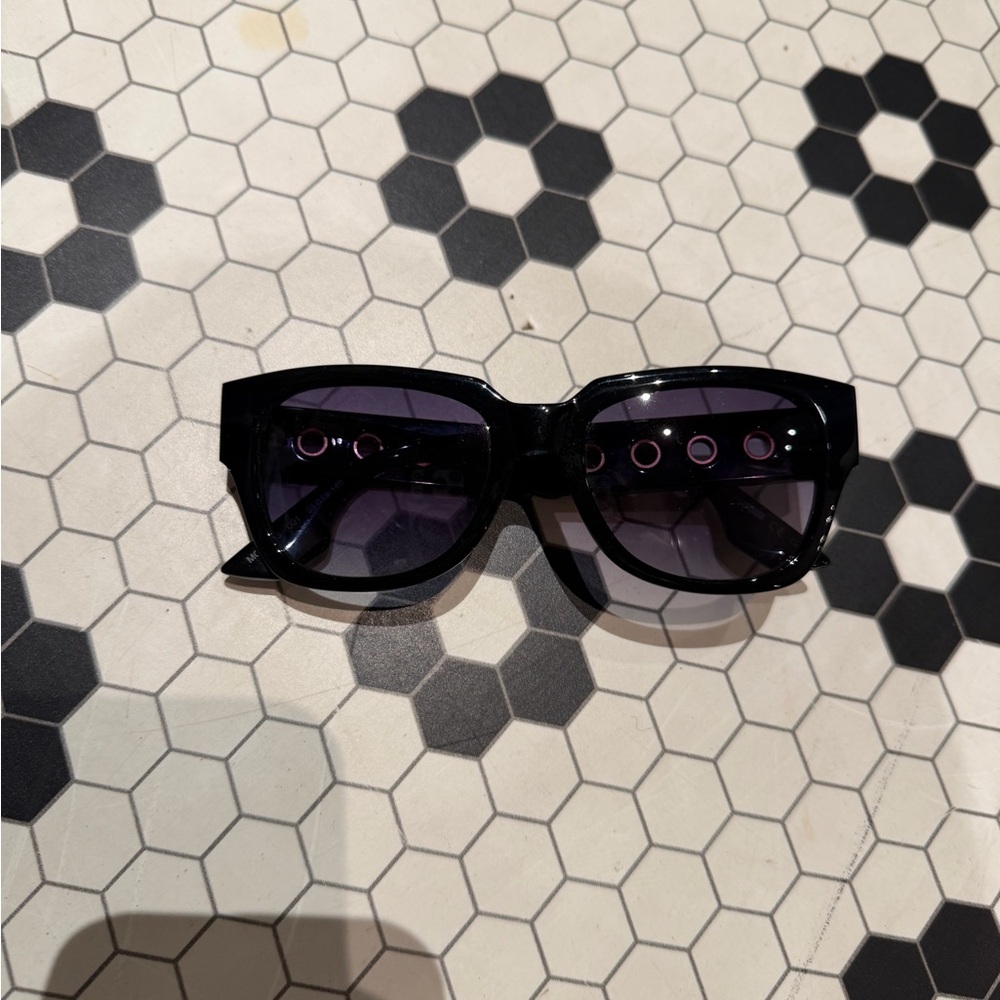Alexander McQueen black glasses w/gold grommet detail